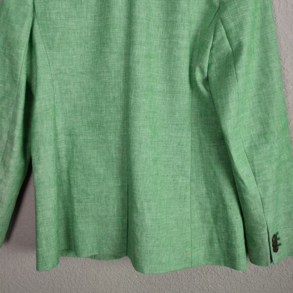 J. Crew Parke Blazer Stretch Linen Green Size 4 H9710 - Picture 11 of 13